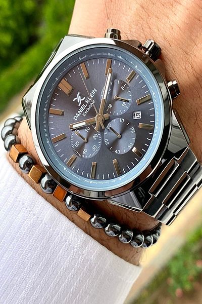 Daniel Klein Men's Wristwatch - New Season Stainless Steel Cord, 3ATM Waterproof+Bracelet