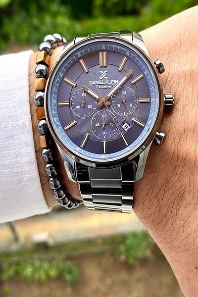 Daniel Klein Men's Wristwatch - New Season Stainless Steel Cord, 3ATM Waterproof+Bracelet