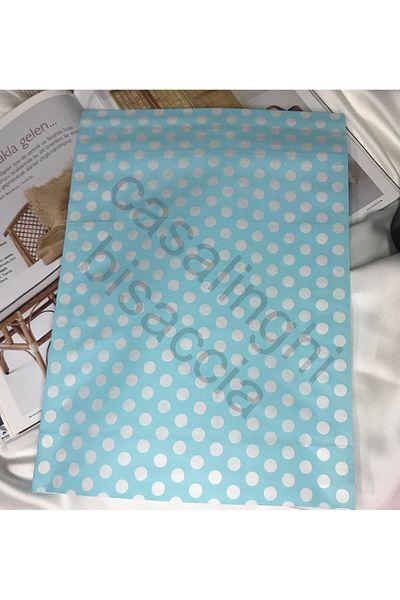 bisaccia Blue Polka Dot Gift Wrap with Tape 25x30 Cm - 4 Pieces