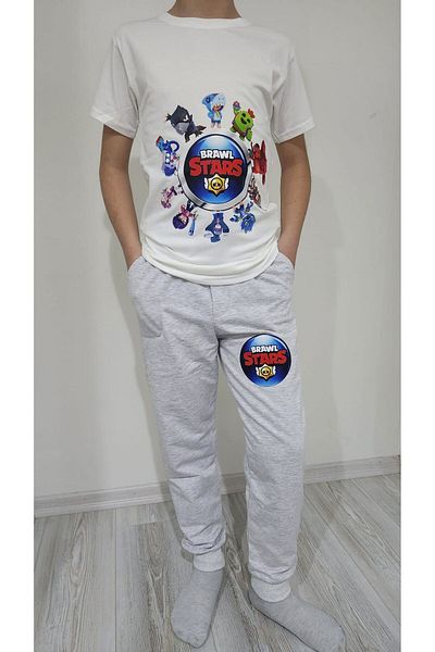 LİN GRUP Brawl Stars Printed Set - T-shirt and Sweatpants Bottom-Top Set