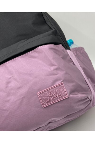 Bevitton 34100 Siyah-mürdüm Okul Çantası Suya Dayanıklı Kumaş Unixes Okul Sırt Çantası