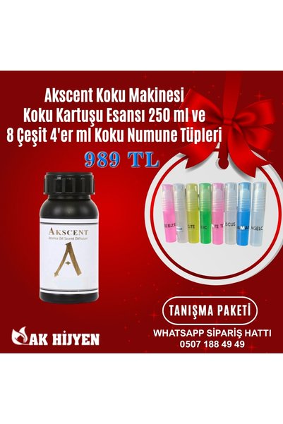 AKSCENT Tanışma Paketi 250 Ml Koku Esansı Ve Numune Tupleri