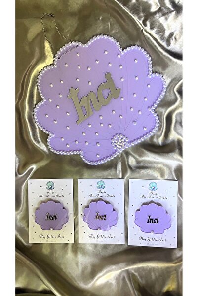 Pleksi İstridye Lila Magnet ve Kapı Süsü Seti - 50 MAGNET - 1 KAPI SÜSÜ