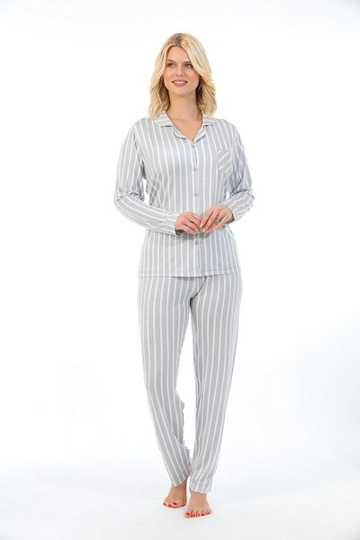 Etoile Set de pijama pentru femei din bambus, cu mânecă lungă, dungi