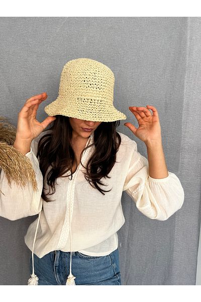 laviyonsa Straw Knitted Summer Bucket Hat