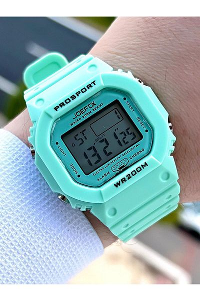 Joefox G-SHOCK Case Turquoise Digital Sport Wristwatch - 5 Atm Water Resistant