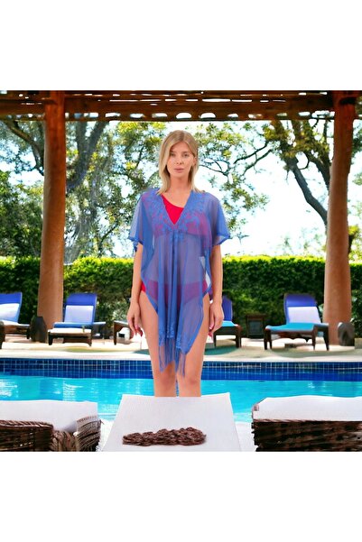 Shopiolog Пляжний парео з бахромою та рівним мереживом