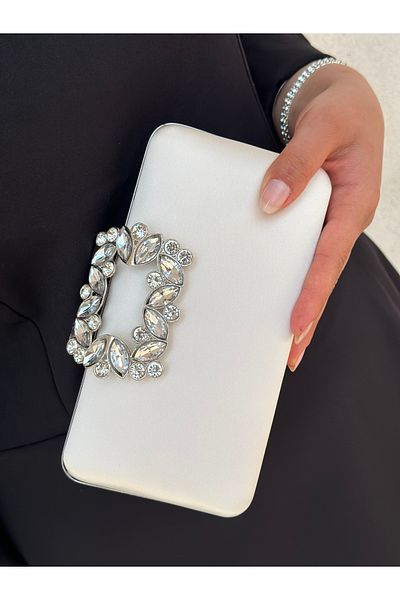 Sh Poly Βραδινό φόρεμα με σατέν κάλυμμα Mother of Pearl Chain Shoulder Bag - με λεπτομέρεια αξεσουάρ