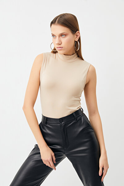 Bipantolon Mustard Cream Black White - 4-Piece Sleeveless Women's Bodysuit Set