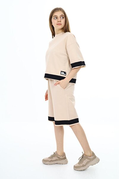 Joui Co Girl's Oversize 100% Cotton Half Sleeve Shorts Top and Bottom Tracksuit Set