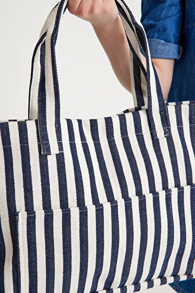 Hedwig Design Кольорова смугаста преміум жіноча пляжна сумка - сумка через плече (4 кишені)