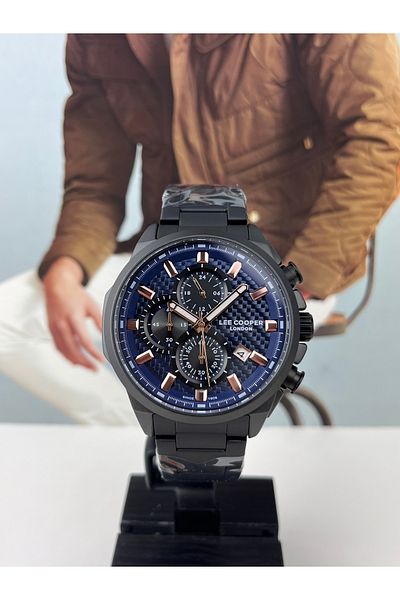 Lee Cooper Men's Sports Wristwatch - 5 ATM Waterproof, 2 Years Warranty, Black