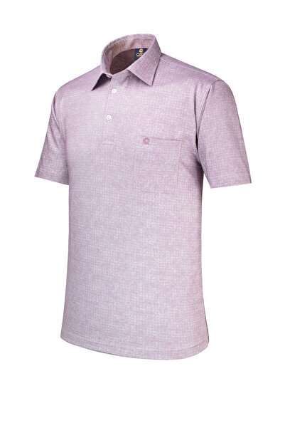 Çizgi Triko Men's Plus Size - Classic T-Shirt with Shirt Collar and Button Pocket