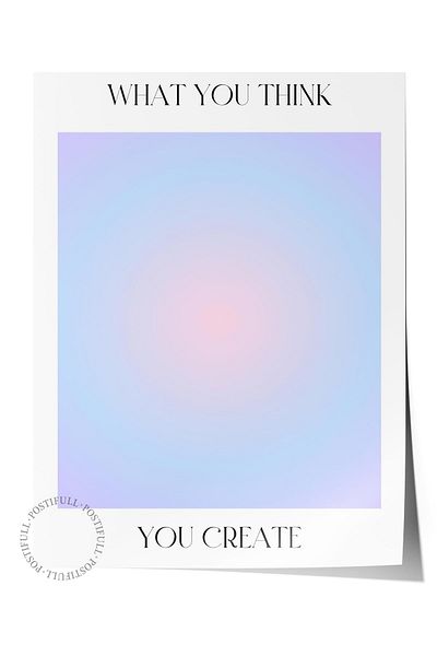 Postifull Aura Series NO:15 - Αφίσα με αριθμό μπλε αγγέλου χωρίς πλαίσιο - 'Τι σκέφτεστε, δημιουργείτε'