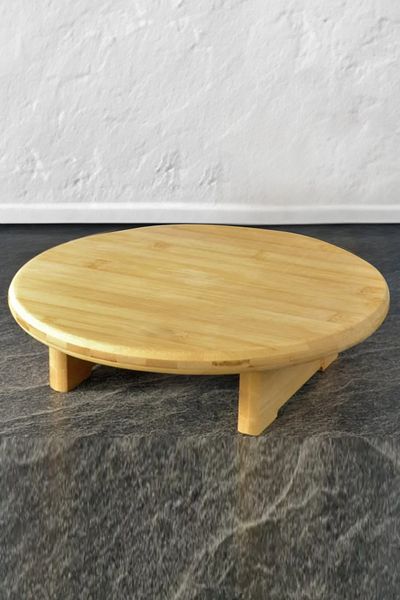 Digithome 30 Cm Brown Bamboo Bench - Serving Presentation Board with Round Cuts and Legs