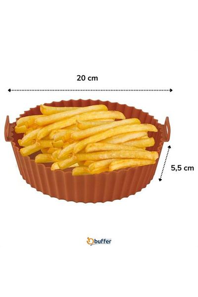 5DM 20 Cm and 100 Pieces of Air Fryer Baking Paper - Silicone Baking Mat Plate with Round Holes