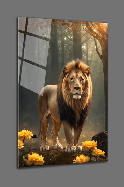 BV DEKOR ΓΥΑΛΙΝΗ ΖΩΓΡΑΦΙΚΗ ΜΕ ΘΕΜΑ ΛΙΟΝΤΑΡΙ - Ο ΒΑΣΙΛΗΣ ΤΩΝ ΔΑΣΩΝ - ΓΥΑΛΙΝΗ Ζ...