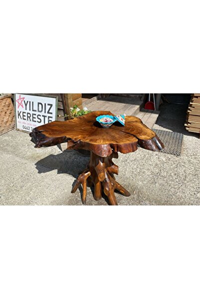Yıldız Kereste Doğal Ceviz Ağacı Masa, Doğal Ağaç Masa (Yükseklik:75cm, Üst Tabla:79x97cm)