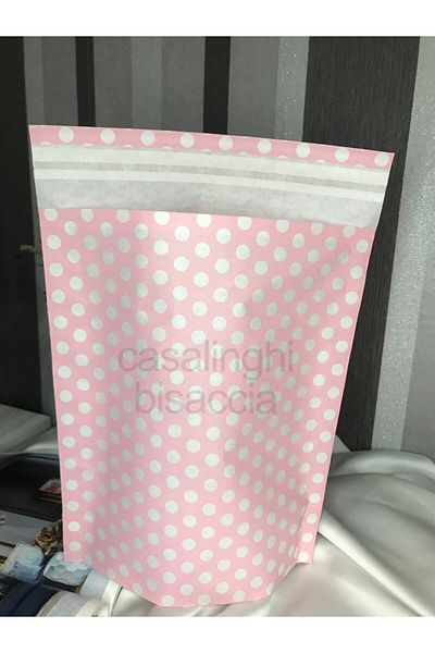 bisaccia Pink Polka Dot Gift Wrap with Tape 25x30 Cm - 10 Pieces