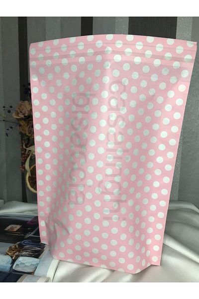 bisaccia Pink Polka Dot Gift Wrap with Tape 25x30 Cm - 4 Pieces