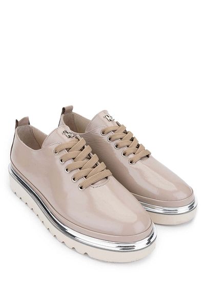 Tamer Tanca Mink Patent Leather Women's Casual Shoes - Leather and Straw