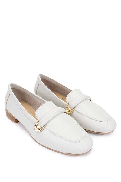 Tamer Tanca Beige Colored Women's Loafer - Genuine Leather Shoes