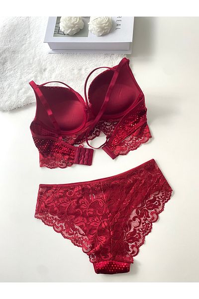 MAVEA Rope Stoned Sequin Padded Bra Set
