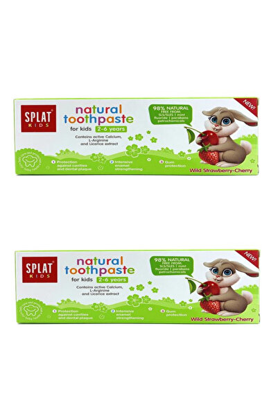 Splat Kids Çilek-Kiraz Tadında 2-6 Yaş Arası Doğal Diş Macunu 50 ml İki Adet