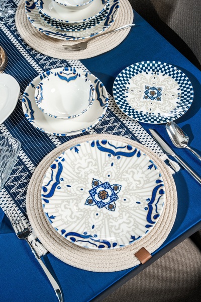 RUBİ PORSELEN Grands Blue 48 Parça 12 Kişilik Porselen Yemek Takımı