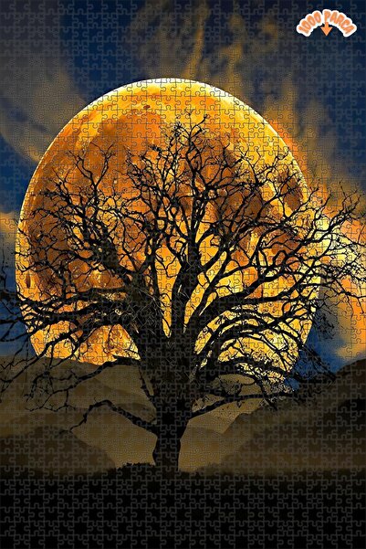 Teona Ahşap Ay Ağacı Dekoratif Çift Katlı Çerçeveli Asılabilir Ahşap Puzzle 1...