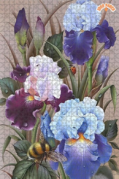 Teona Ahşap Mor çiçekler Dekoratif Çift Katlı Çerçeveli Asılabilir Ahşap Puzz...