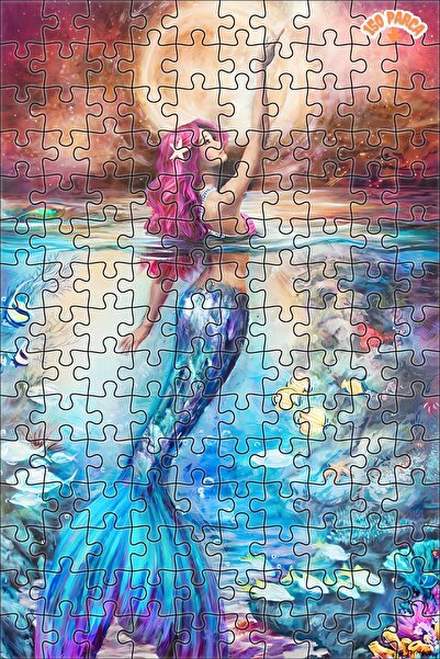 Teona Ahşap Fantastik Deniz Kızı Dekoratif Çift Katlı Çerçeveli Asılabilir Ahşap Puzzle 150 PARÇA 20X30
