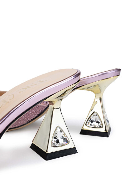 Tamer Tanca Lilac Genuine Leather Women's Heeled Slippers