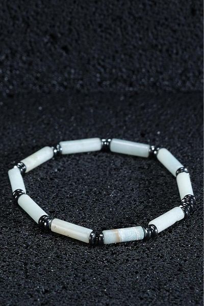 Ssilhoutte Doğaltaş Certified Men Women Natural Stone Gift Bracelet Amazonite Stone And Hematite 4mm Design