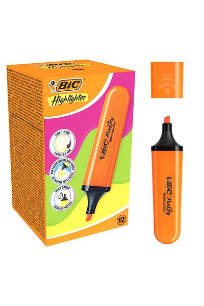 Bic 12 Pieces Orange Highlighter Marking Pen