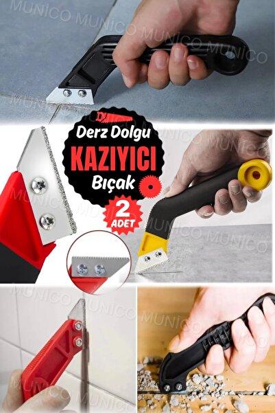 Munico 2 Adet Fayans Derz Temizleyici Sert Çimento Sökücü Pratik Fayans Arası Temizliği İçin Kazıma Aparat