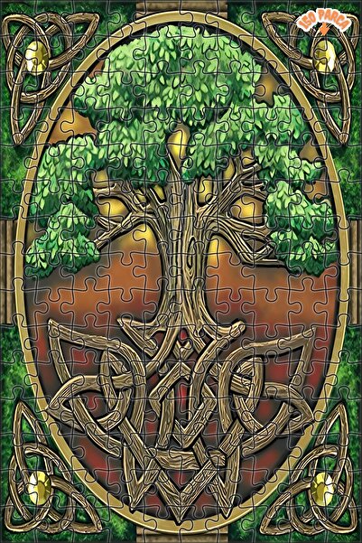 Teona Ahşap Hayat Ağacı Dekoratif Çift Katlı Çerçeveli Asılabilir Ahşap Puzzl...