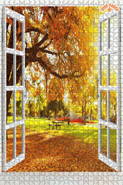 Teona Ahşap Pencereden Manzaraya Bakış Dekoratif Çift Katlı Çerçeveli Asılabi...