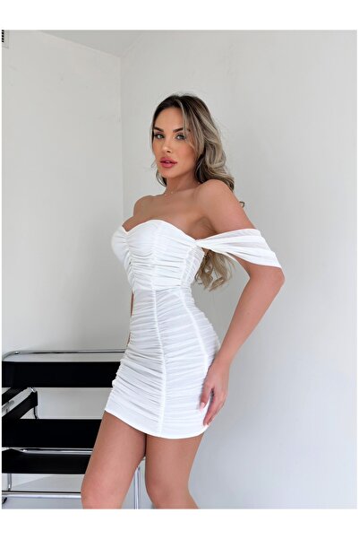 ESRAHELVACI Short White Gathered Dress