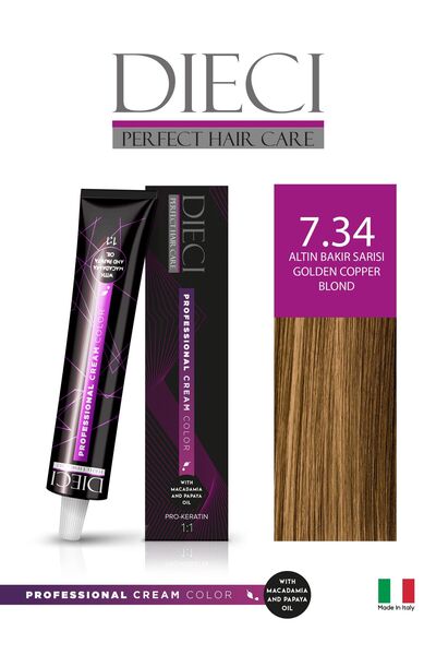 Dieci Tüp Saç Boyası 7.34 Altın Bakır Sarı