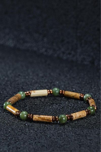 Ssilhoutte Doğaltaş Certified Natural Stone Men Women Jade Stone Jasper And Hematite Natural Stone Gift Bijouterie Bracelet