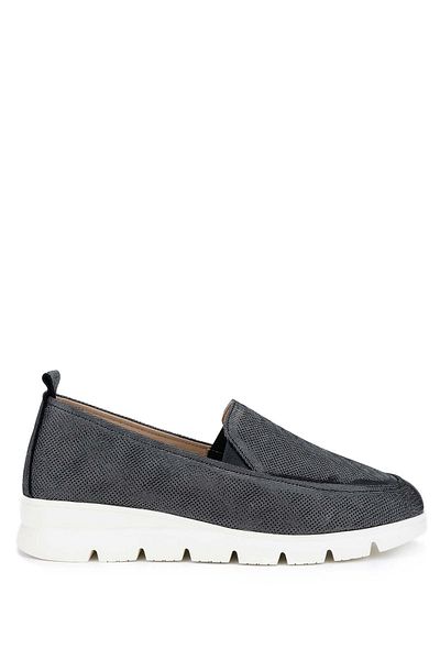 Tamer Tanca Black Metallic Genuine Leather Women's Casual Shoes