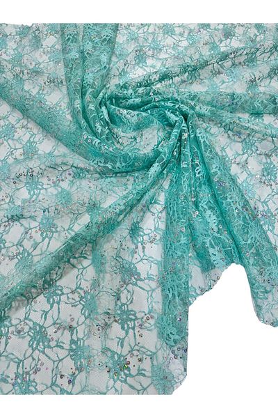 Esterella Green Sequined Ørme Fabric - Sequin 140 Cm