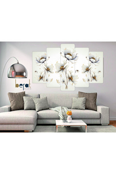 Berat tasarım çiçekli 5 parça mdf tablo