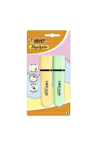 Bic Yellow-Green Pastel Highlighter - Pack of 2