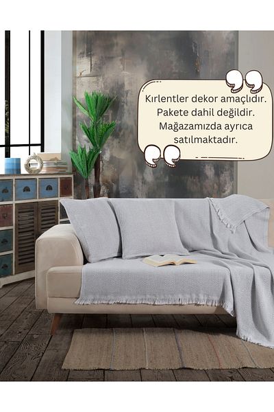 Lux Touch Lily Gray Cotton Tufted Sofa Cover - 150x200cm Sofa Sofa Bed Divan Cover Shawl