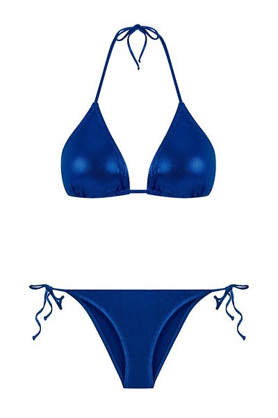 AQUELLA Shiny Blue Triangle Bikini Set