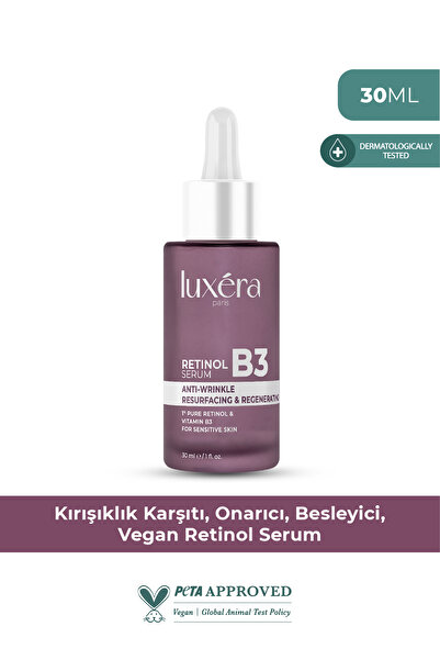 luxera paris %1 Saf Retinol, Kırışıklık Karşıtı, Onarıcı, Besleyici, Nemlendirici Vegan Retinol Serum (b3 + Ha)