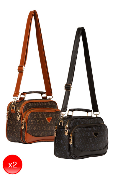 Adelina Bags Geantă de mână și de umăr pentru femei cu model - 2 bucăți