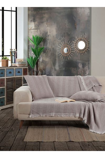 Lux Touch Калъф за диван/легло Lily Vison 150x200 см с памук и пискюли - шал